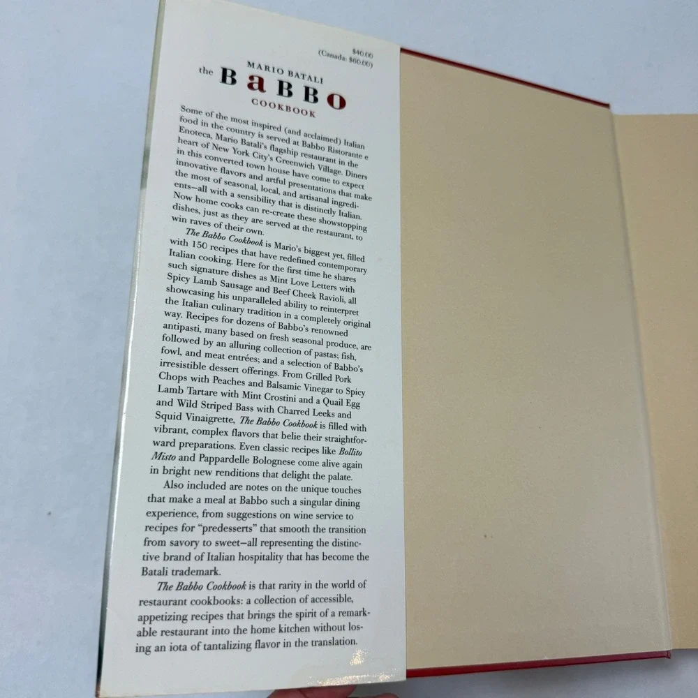 Mario Batali The Babbo Cookbook First Edition Hardcover Italian‎ Recipes 2002